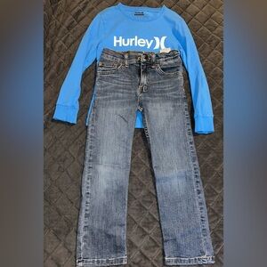 Hurley Blue Long Sleeve 6/7 and Wrangler Classic Straight 6 Slim